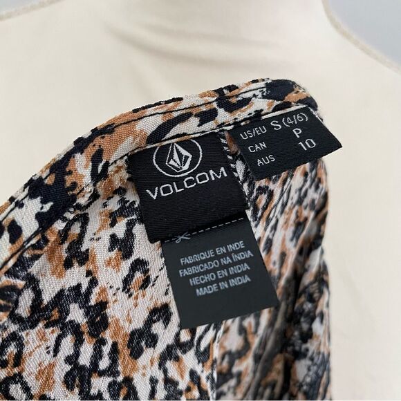 Volcom 1 Minute More Leopard Print Pocket Button Down Mini Dress Small NEW - Picture 11 of 13